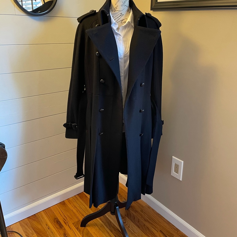Burberry Navy Wool Coat EUC